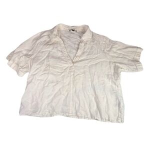 J. Crew Cabana Top in Linen Long Sleeve V-Neck WHITE Flowy Blouse XS New $98